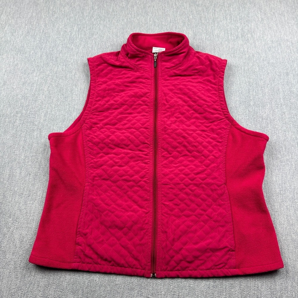 Columbia Vest Womens Large Pink Quilted Fleece Full Zip Outdoor Hiking Camping